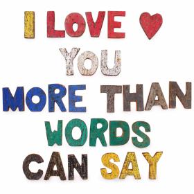 28x Kolorowa Litera z Kory - I love you more than words can say