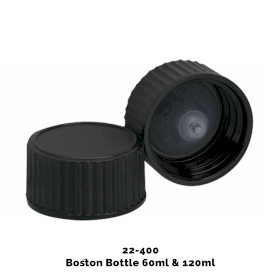 50x Zakrętka do Butelki Boston (120 ml) - Czarny Plastik 22-400 mm