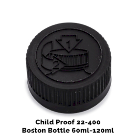 50x Zakrętka Push Off 22 mm do Butelki Boston (120 ml) - Czarny Plastik