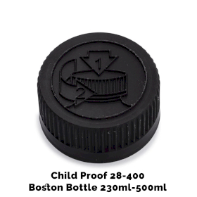 50x Zakrętka Push Off 28 mm do Butelki Boston (230 ml i 500 ml) - Czarny Plastik