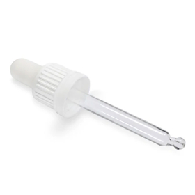 50x Biała Zakrętka z Pipetą do Butelki 100 ml 18 mm