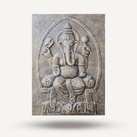 Duży Relief Ganpati Antyczny Złoty - 0.7x1 m