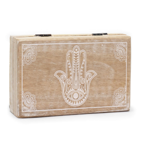 Duże Pudełko 21.5x14x6.3 cm - Hamsa Biała