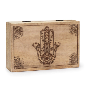 Duże Pudełko 21.5x14x6.3 cm - Hamsa Czarna